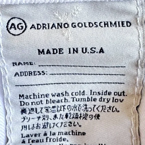 AG Adriano Goldschmied The Tomboy Crop Relaxed Straight Leg Jeans White Size 28 - Picture 12 of 12